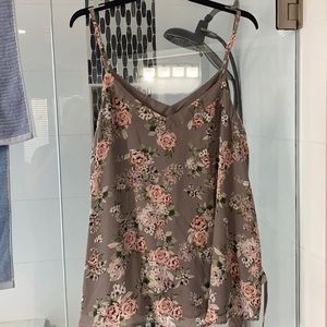Gray and pink floral Chiffon Torrid tank top